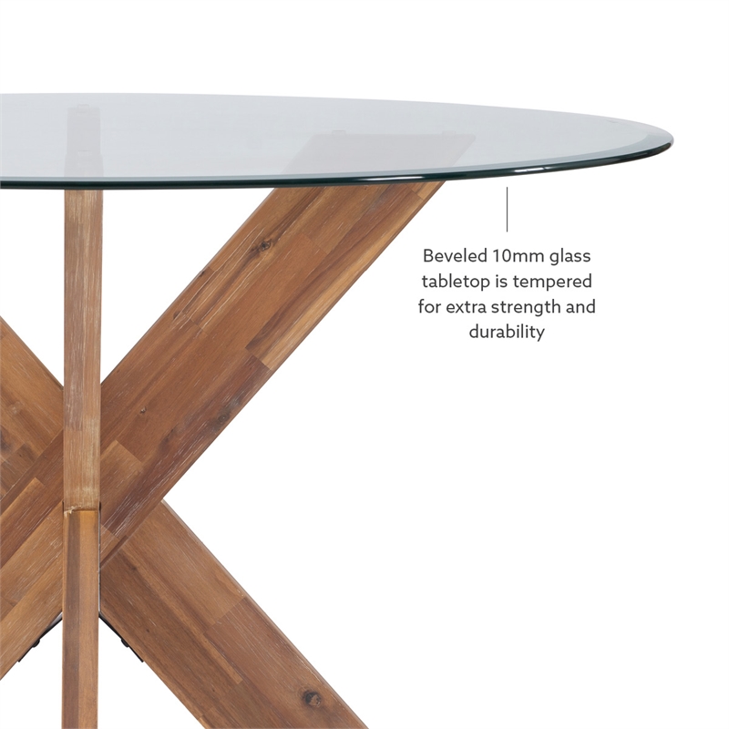 Bowery Hill Modern Wood and Glass Five Piece Dining Set in Natural