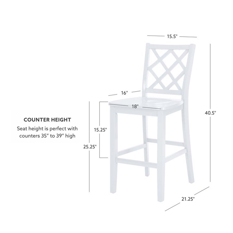 Bowery Hill Sturdy Wood X Back Counter Stool in Crisp White Finish