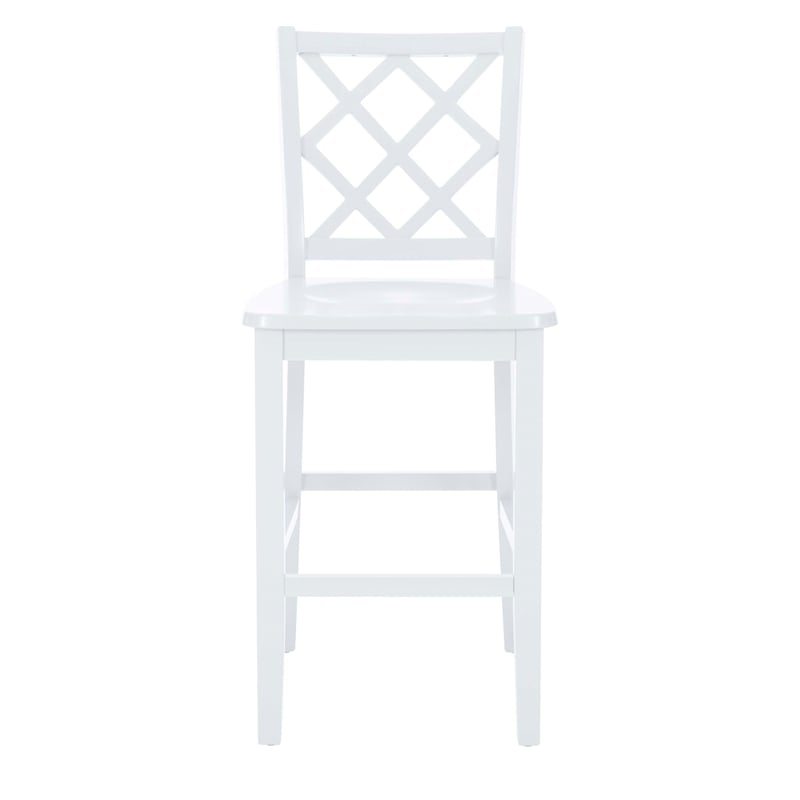 Bowery Hill Sturdy Wood X Back Counter Stool in Crisp White Finish