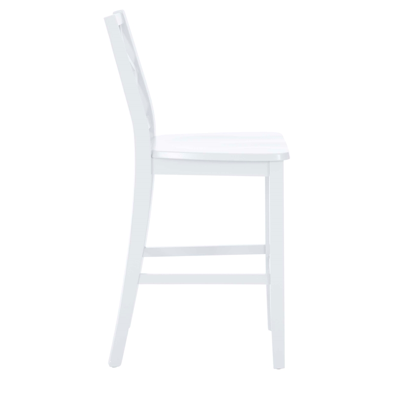 Bowery Hill Sturdy Wood X Back Counter Stool in Crisp White Finish
