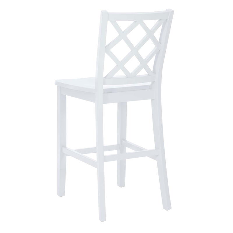 Bowery Hill Sturdy Wood X Back Counter Stool in Crisp White Finish