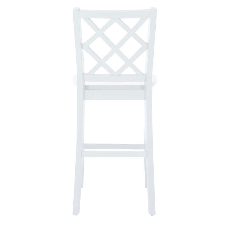 Bowery Hill Sturdy Wood X Back Counter Stool in Crisp White Finish