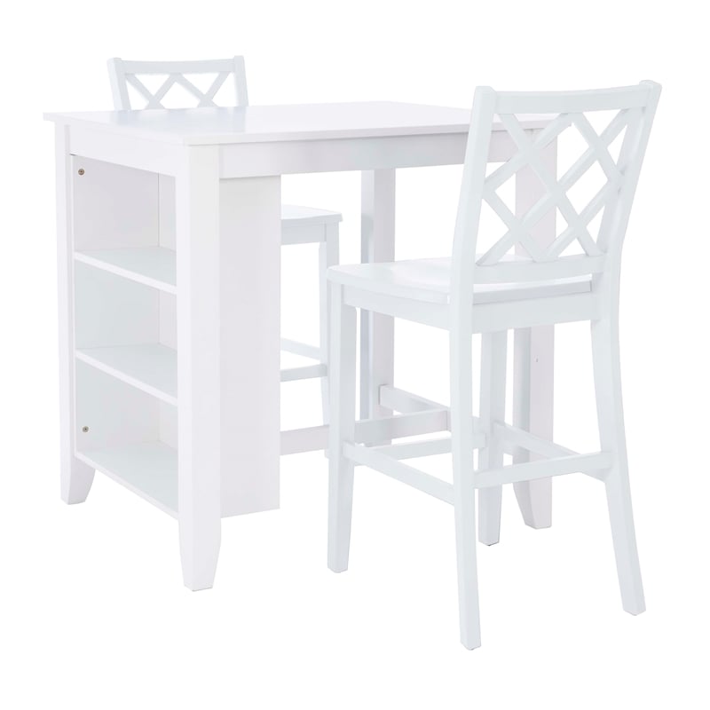 Bowery Hill Sturdy Wood X Back Counter Stool in Crisp White Finish