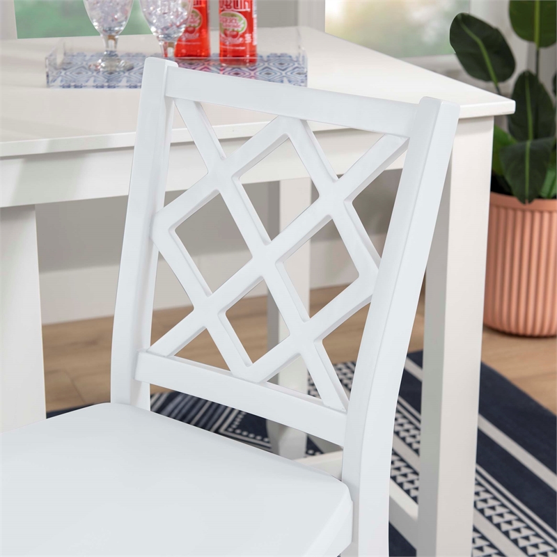 Bowery Hill Sturdy Wood X Back Counter Stool in Crisp White Finish
