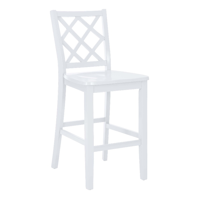 Bowery Hill Sturdy Wood X Back Counter Stool in Crisp White Finish