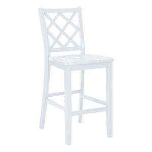 Bowery Hill Sturdy Wood X Back Counter Stool in Crisp White Finish