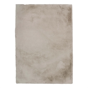 Bowery Hill Faux Rabbit Polyester 5'x7' Area Rug in Pale Gray