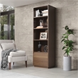 Bowery Hill Wood Mid Century Bookcase with One Drawer in Brown