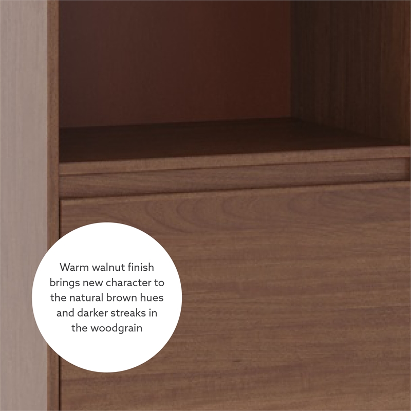 Bowery Hill Wood Mid Century Bookcase with One Drawer in Brown