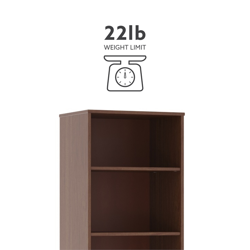 Bowery Hill Wood Mid Century Bookcase with One Drawer in Brown