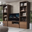 Bowery Hill Wood Mid Century Bookcase with One Drawer in Brown