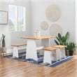 Bowery Hill Wood 2 Tone Large Backless Bench in Honey and White