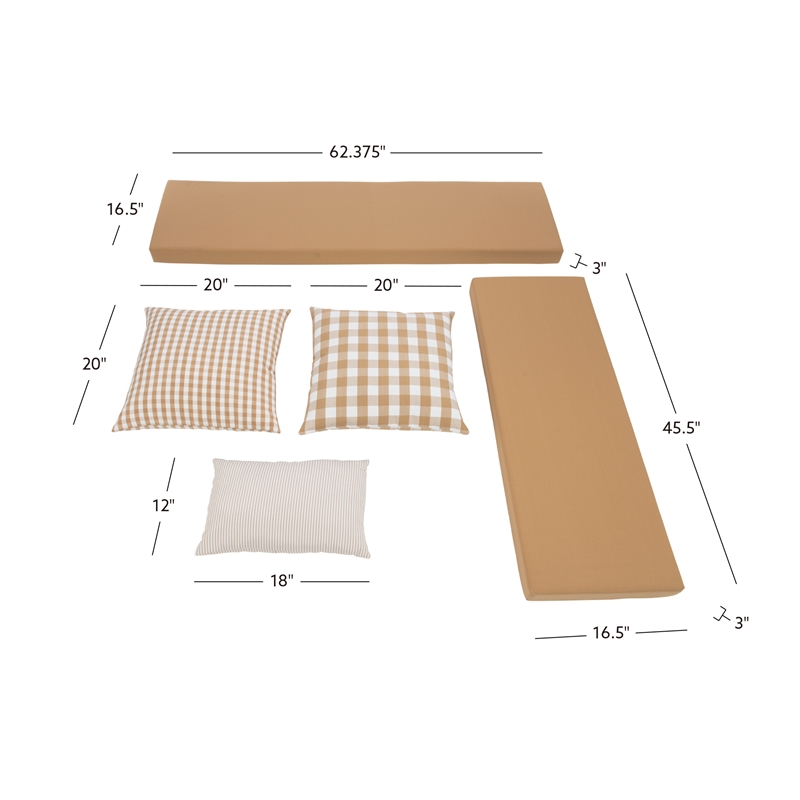 Bowery Hill 5 Piece Polyester Cushion/Pillow Set for Nook in Beige