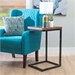 Bowery Hill C Table Stained Wood Top in Black Distressed Metal Base