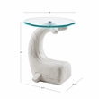Bowery Hill Whale Sculptured Glass Top Rustic Accent Table in White