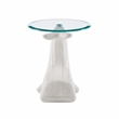 Bowery Hill Whale Sculptured Glass Top Rustic Accent Table in White