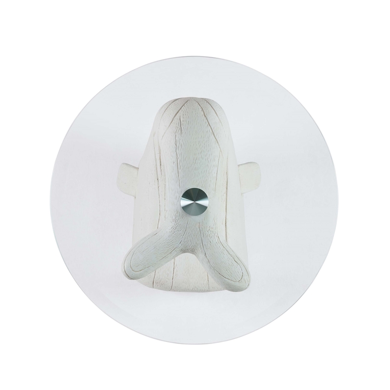 Bowery Hill Whale Sculptured Glass Top Rustic Accent Table in White