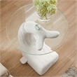 Bowery Hill Whale Sculptured Glass Top Rustic Accent Table in White
