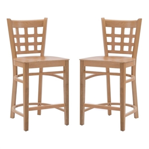 Bowery Hill Wood Commercial Grade Set of Two Counter Stools in Natural