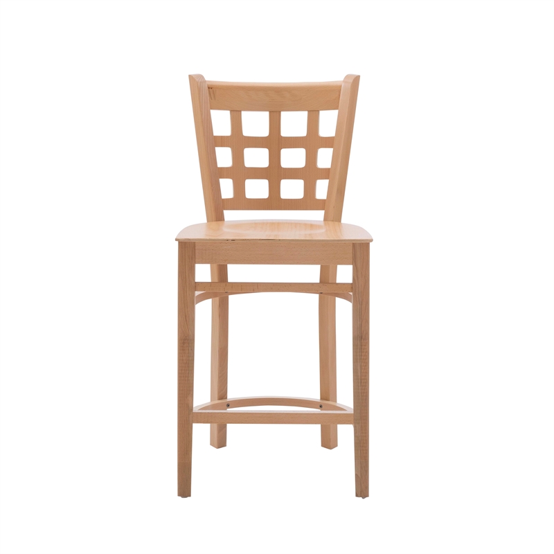 Bowery Hill Wood Commercial Grade Set of Two Counter Stools in Natural