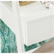Bowery Hill Wood Leaning Vanity With Stool Round Mirror & Drawer in White