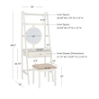 Bowery Hill Wood Leaning Vanity With Stool Round Mirror & Drawer in White