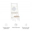 Bowery Hill Wood Leaning Vanity With Stool Round Mirror & Drawer in White
