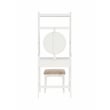 Bowery Hill Wood Leaning Vanity With Stool Round Mirror & Drawer in White