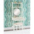 Bowery Hill Wood Leaning Vanity With Stool Round Mirror & Drawer in White