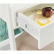 Bowery Hill Wood Leaning Vanity With Stool Round Mirror & Drawer in White