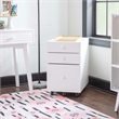 Bowery Hill Wood File Cabinet with 3 Drawers Rolling Castors in Pure White