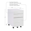Bowery Hill Wood File Cabinet with 3 Drawers Rolling Castors in Pure White