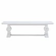 Bowery Hill Solid Pine Wood Double Pedestal Dining Bench in Distressed White