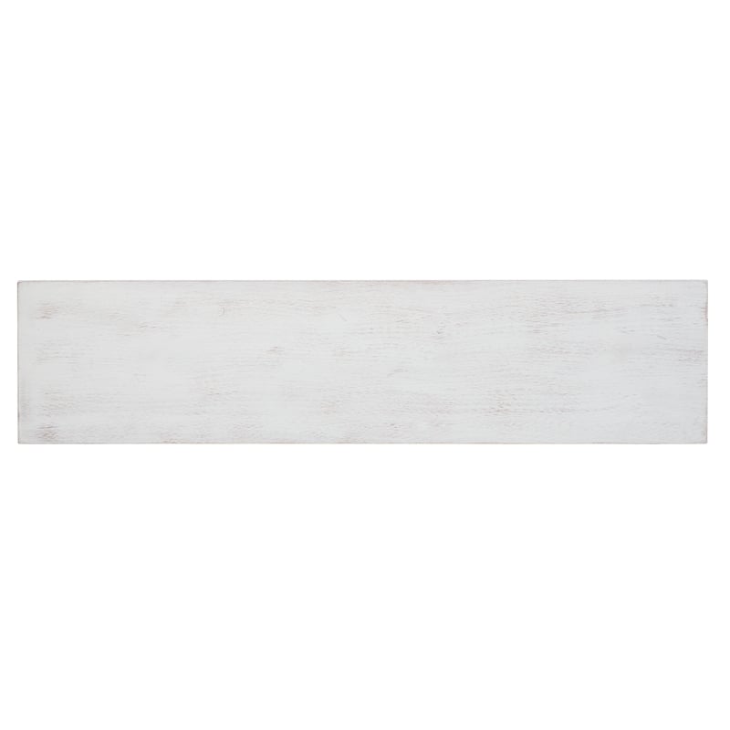Bowery Hill Solid Pine Wood Double Pedestal Dining Bench in Distressed White