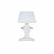 Bowery Hill Solid Pine Wood Double Pedestal Dining Bench in Distressed White