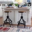 Bowery Hill Metal Adjustable Height Backless Stools Set of 2 in Dark Gunmetal