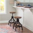 Bowery Hill Metal Adjustable Height Backless Stools Set of 2 in Dark Gunmetal