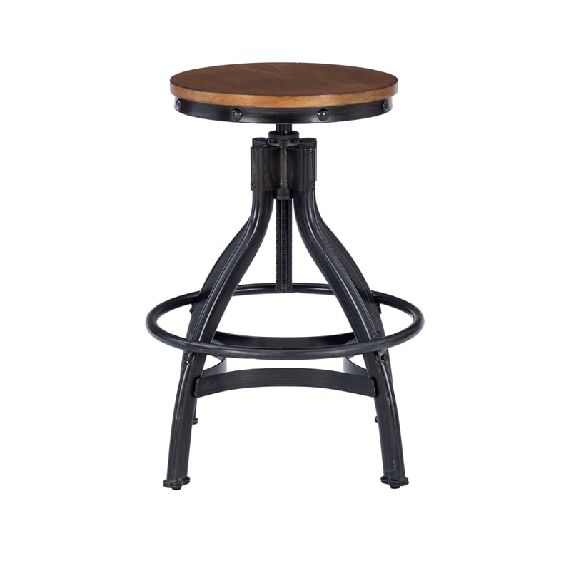 Bowery Hill Metal Adjustable Height Backless Stools Set of 2 in Dark Gunmetal