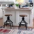Bowery Hill Metal Adjustable Height Backless Stools Set of 2 in Dark Gunmetal