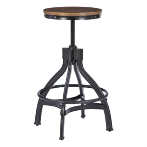 Bowery Hill Metal Adjustable Height Backless Stools Set of 2 in Dark Gunmetal