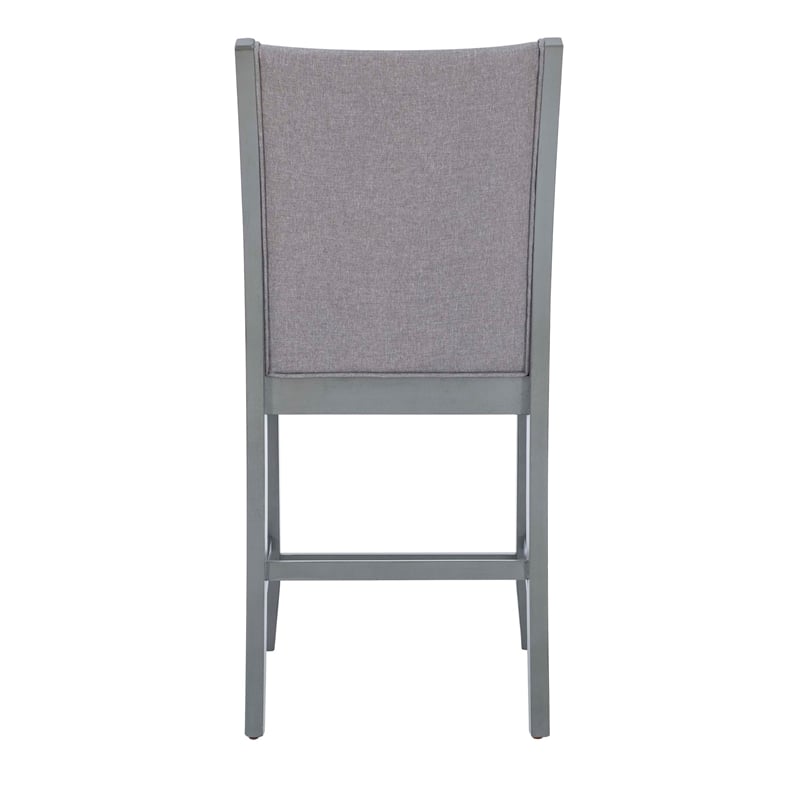 Bowery Hill Set of 2 Light Gray Upholstered Wood Counter Stools in Gray Stain