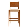 Bowery Hill Wood 2 Tone Barstools Handwoven Rope Seat Set of 2 in Brown Stain