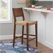 Bowery Hill Wood 2 Tone Barstools Handwoven Rope Seat Set of 2 in Brown Stain