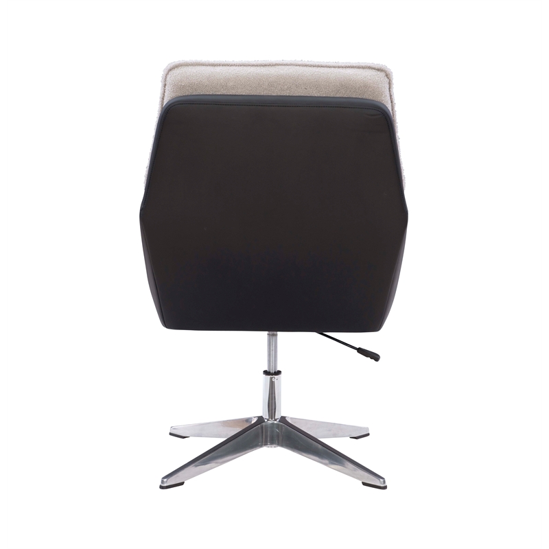 Bowery Hill Metal Adjustable Swivel Chair in Black Faux Leather and Gray Sherpa