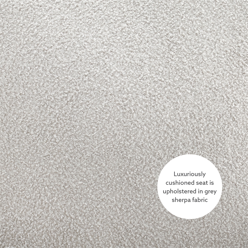 Bowery Hill Metal Adjustable Swivel Chair in Black Faux Leather and Gray Sherpa