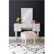 Bowery Hill MDF White Vanity Set Rectangular Fluffy Upholstered Stool 42