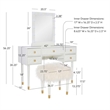Bowery Hill MDF White Vanity Set Rectangular Fluffy Upholstered Stool 42