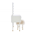Bowery Hill MDF White Vanity Set Rectangular Fluffy Upholstered Stool 42