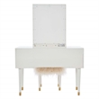 Bowery Hill MDF White Vanity Set Rectangular Fluffy Upholstered Stool 42