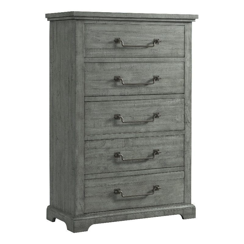 Bowery Hill Contemporary Dove Gray Solid Wood 5-Drawer Chest